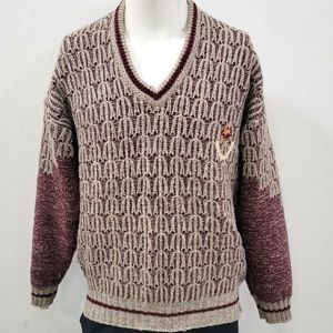 Mens Large Woven woolen Sweater Pullover Size Large